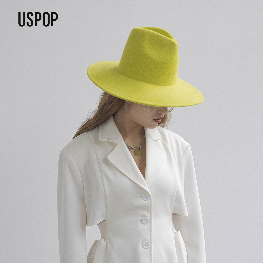 Fedora Hat Wool - USPOP Sonbahar Kış Moda Düz Yüksek