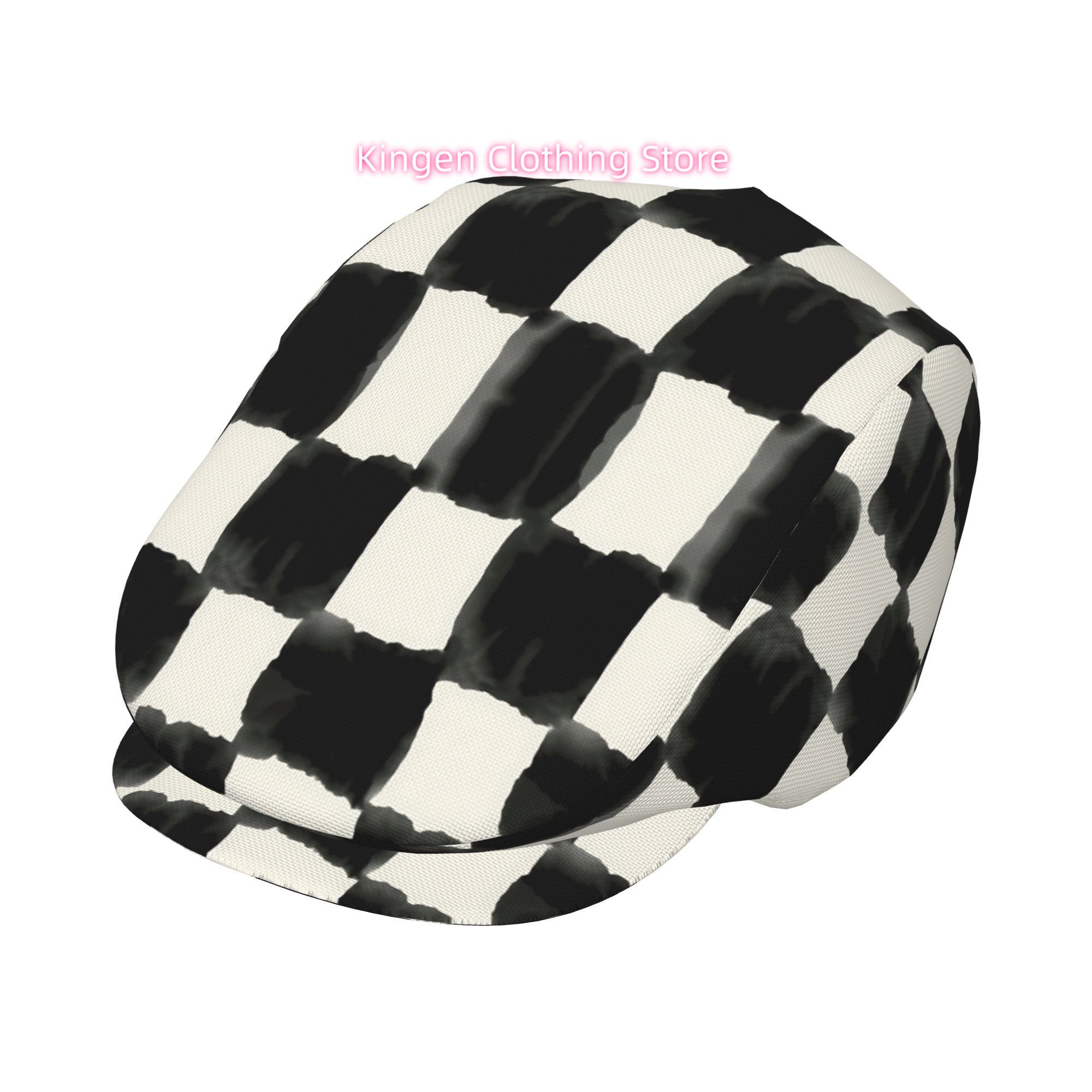 Newsboy Cap Ivy - Mürekkep Desenli Satranç Tahtası Desenli Erkek