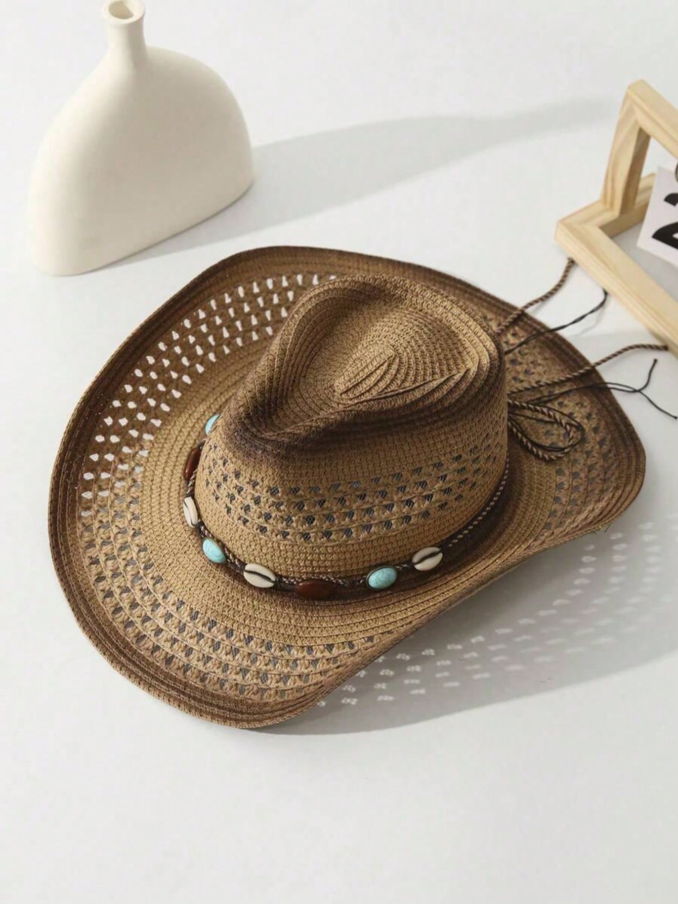 Unisex Kahverengi Delikli Hası - Cowboy Hat Straw incelemesi ve fiyatı