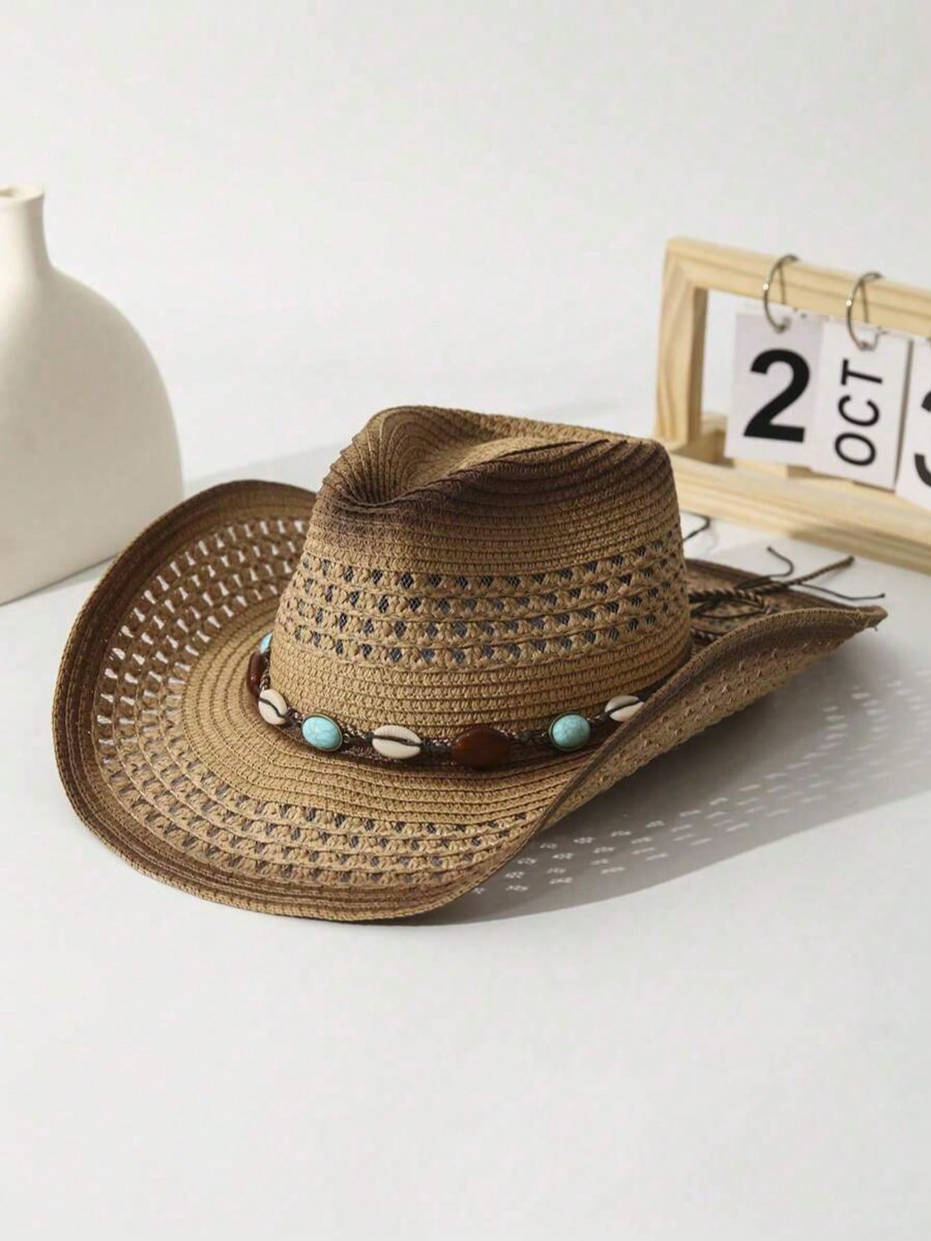 Unisex Kahverengi Delikli Hası - Cowboy Hat Straw incelemesi ve fiyatı